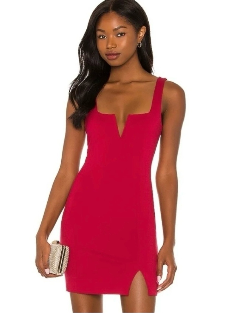 Lovers + Friends Fitted Red V-Notch Mini Dress 🌹❤️
